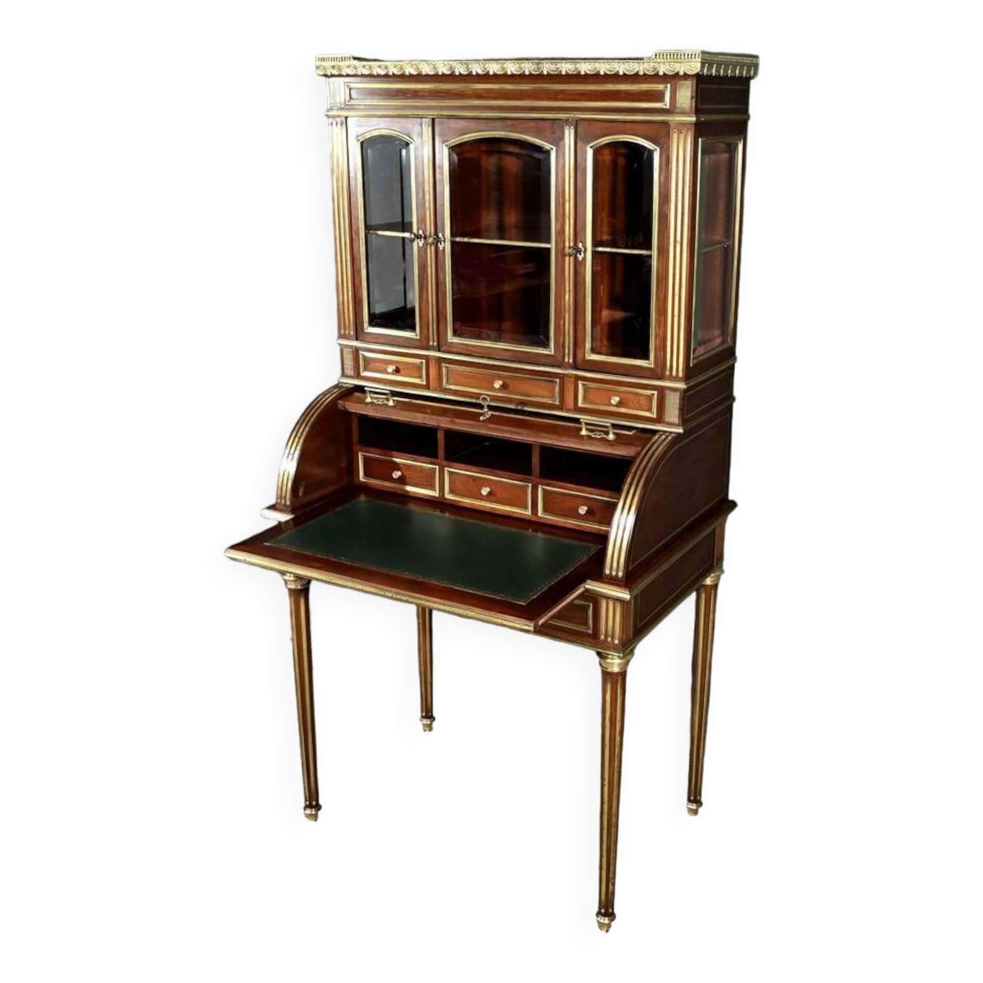 Rare Small Cylinder Desk and Showcase, Louis XVI style – Mid-19th century