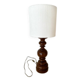Turned wood and velvet lamp
