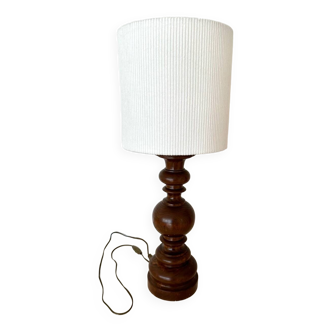 Turned wood and velvet lamp