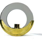 Mid-Century Modern pair of brass and thick smoked glass sconces. Italy 1970s