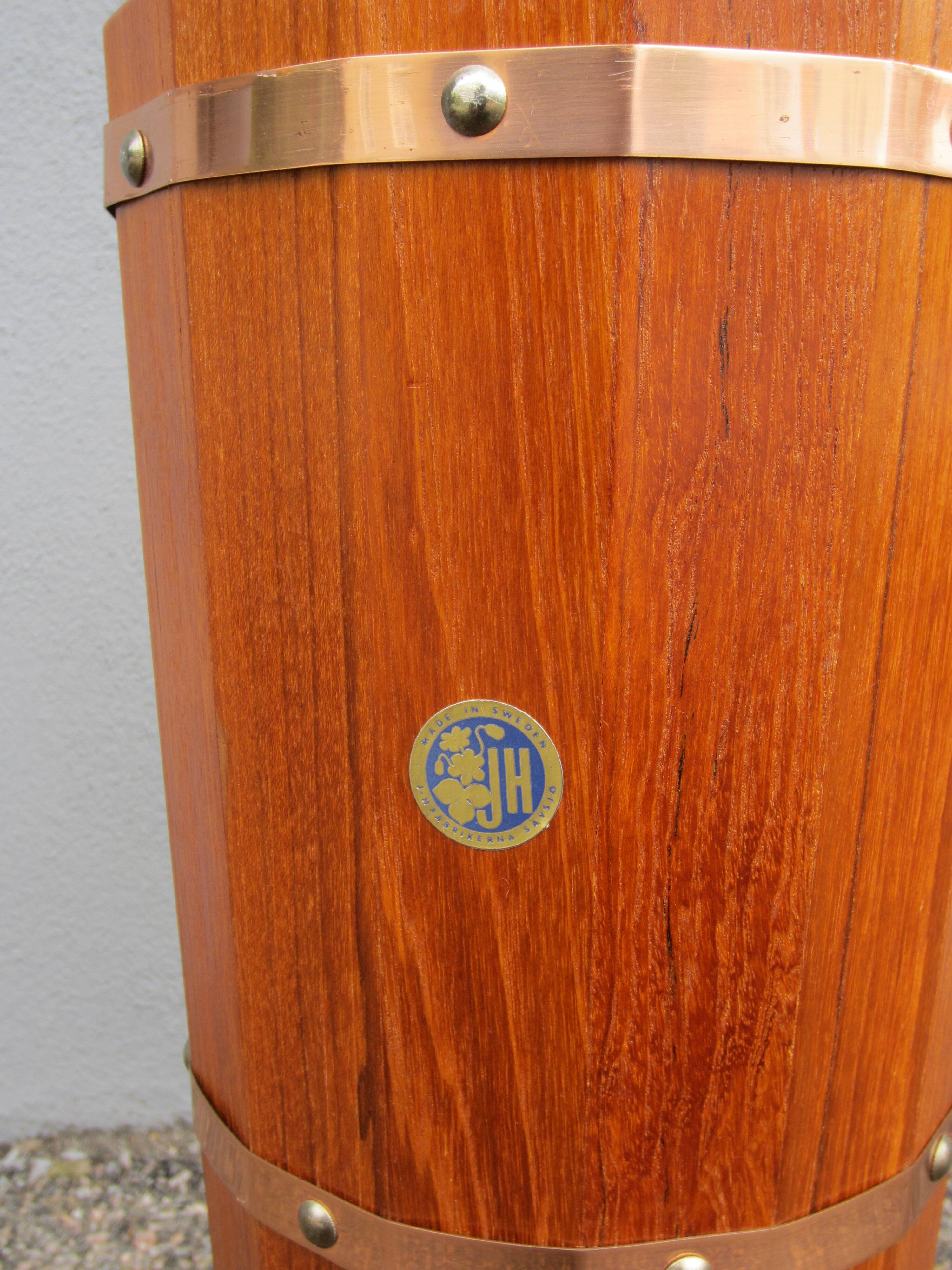 Scandinavian teak umbrella stand by JH Sävsjö