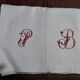 Old sheet monogram red PB hemp 220 X 230 cm