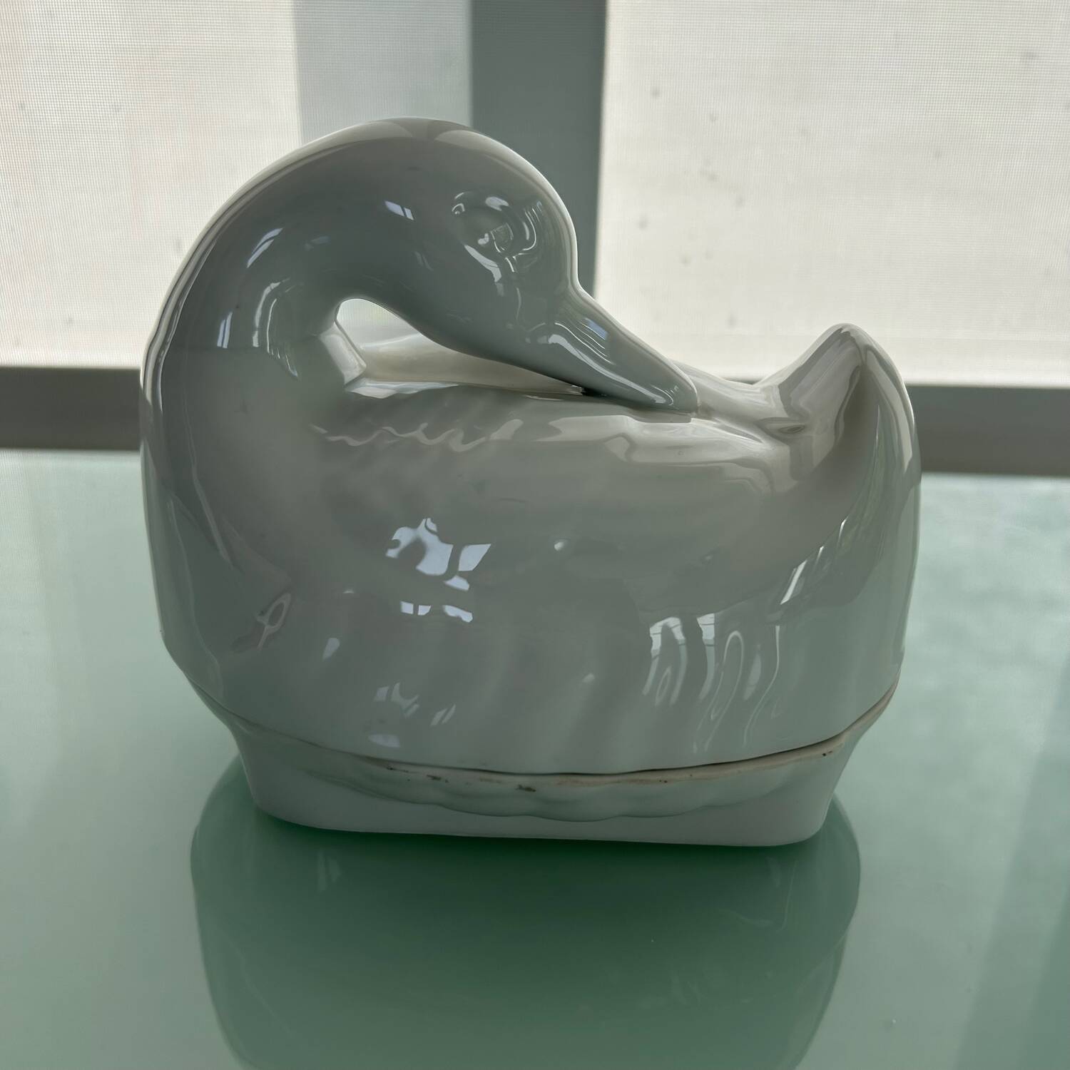 Porcelain swan butter dish