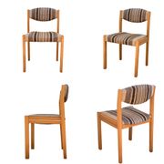 Suite de 4 chaises self hêtre laiton et laine 1960