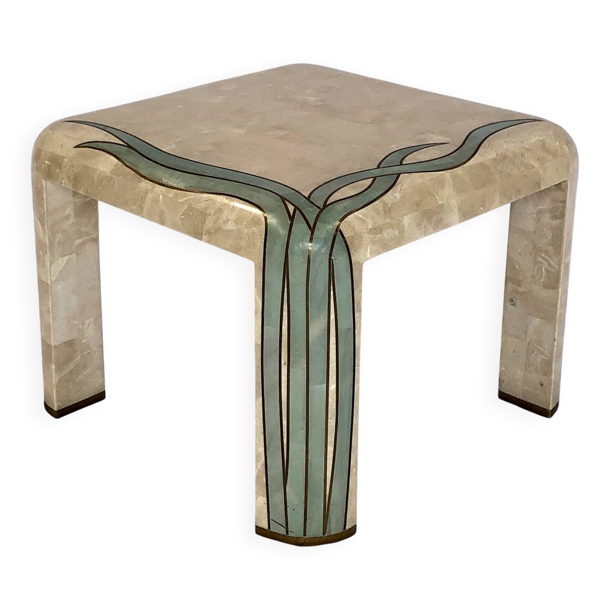 Travertine coffee/side table with brass inlay, 1970s