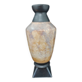Large stoneware vase from Bouffioulx signed Losson, Hand-turned 1960