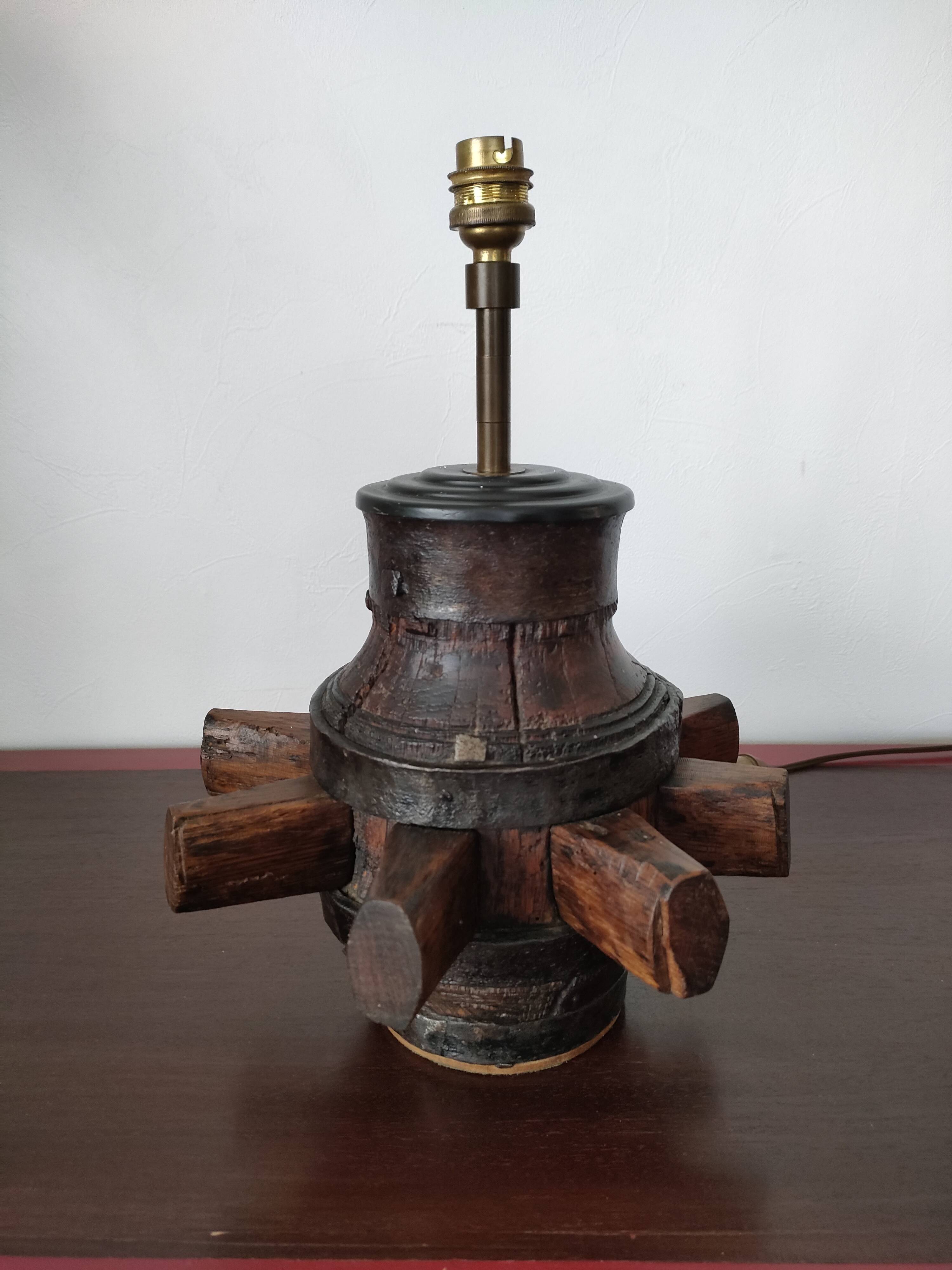 Old wheel hub lamp ~ brutalist art ~ 50's ~ france