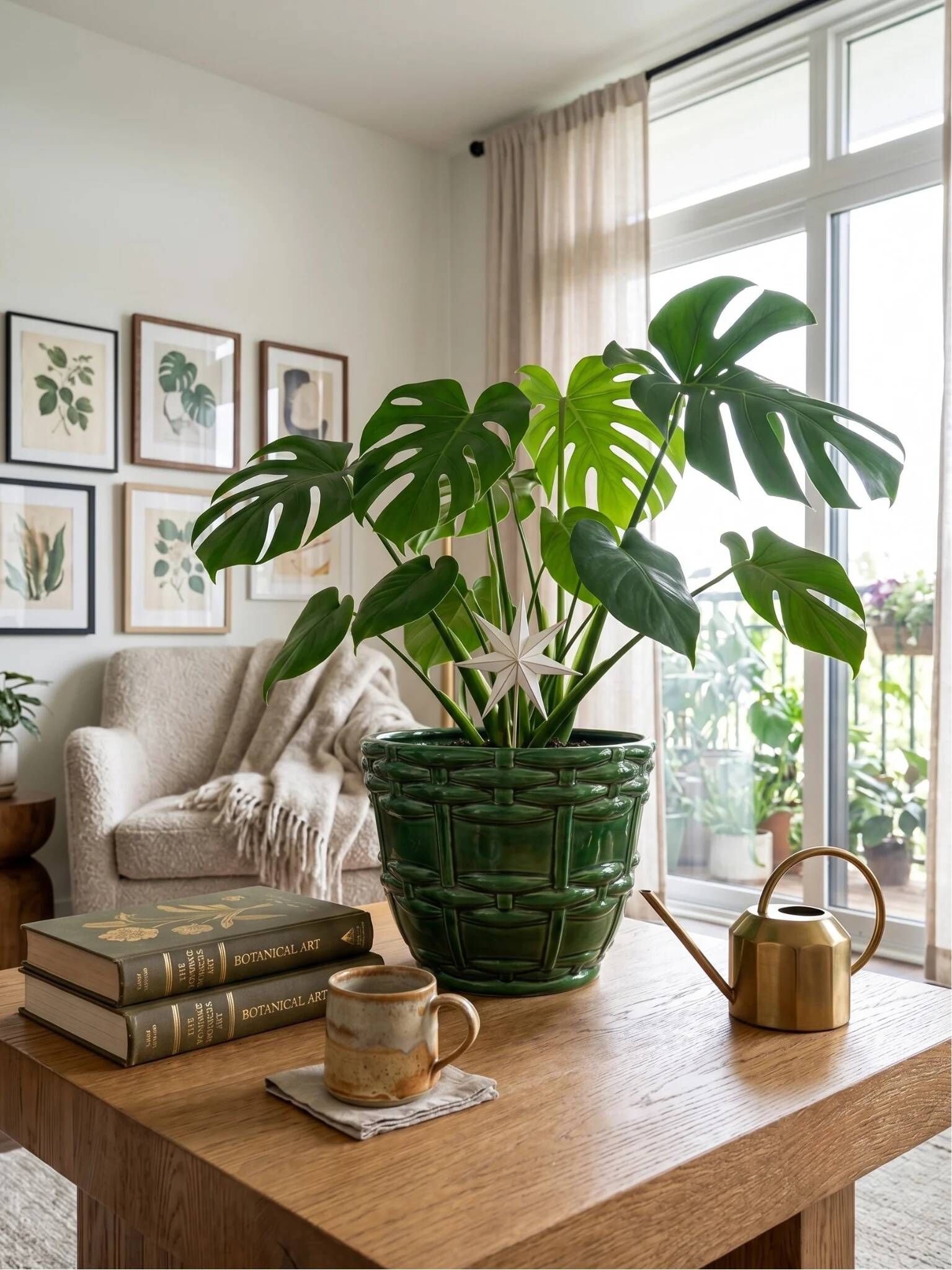 Cache-pot, Art Deco planter by Saint-Clément signed by Blanche Letalle in malachite green glazed ceramic.