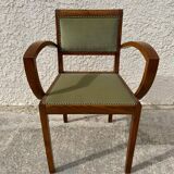 Pair of green velvet bridge armchairs