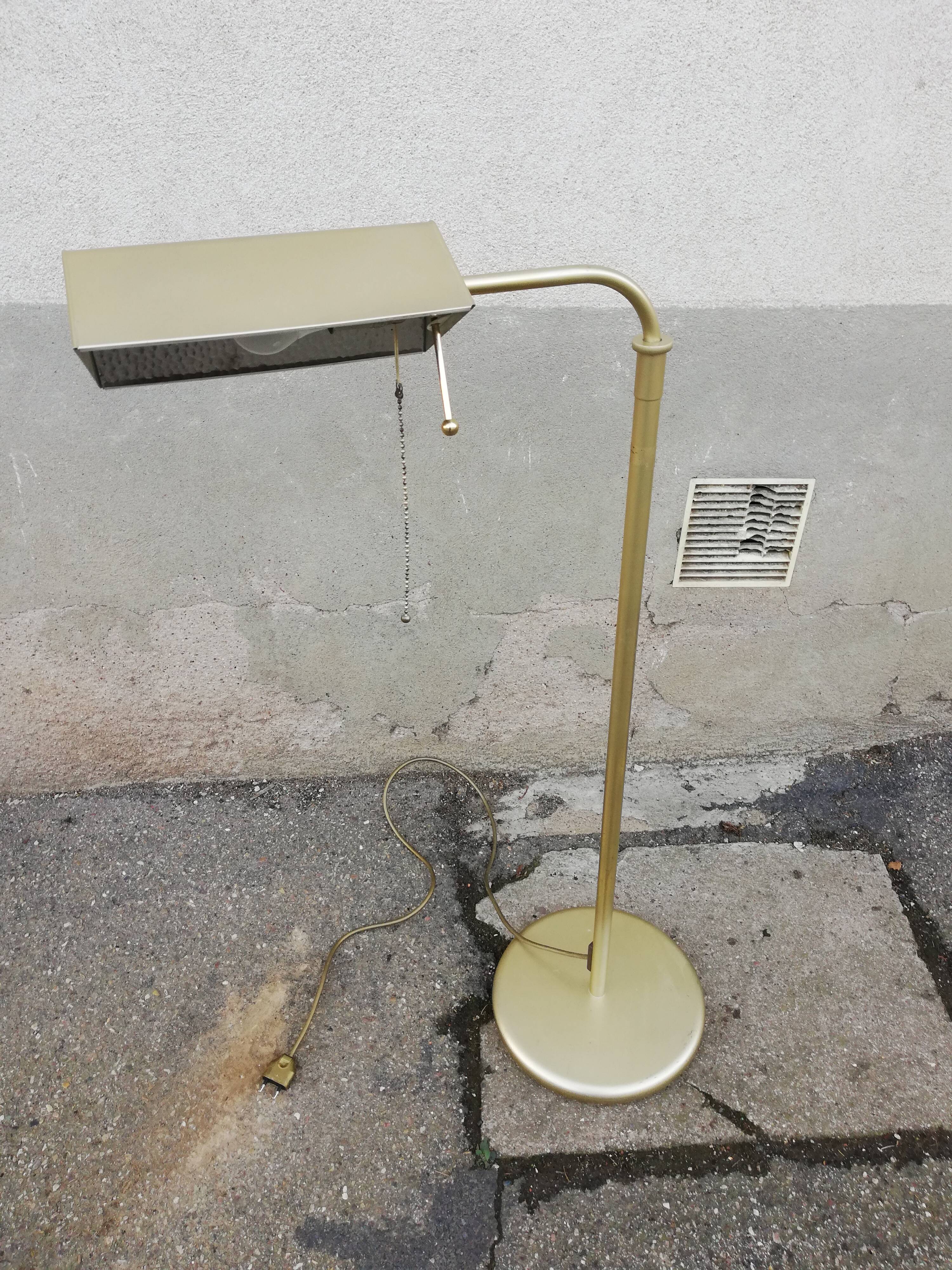 Vintage metal floor lamp painted gold