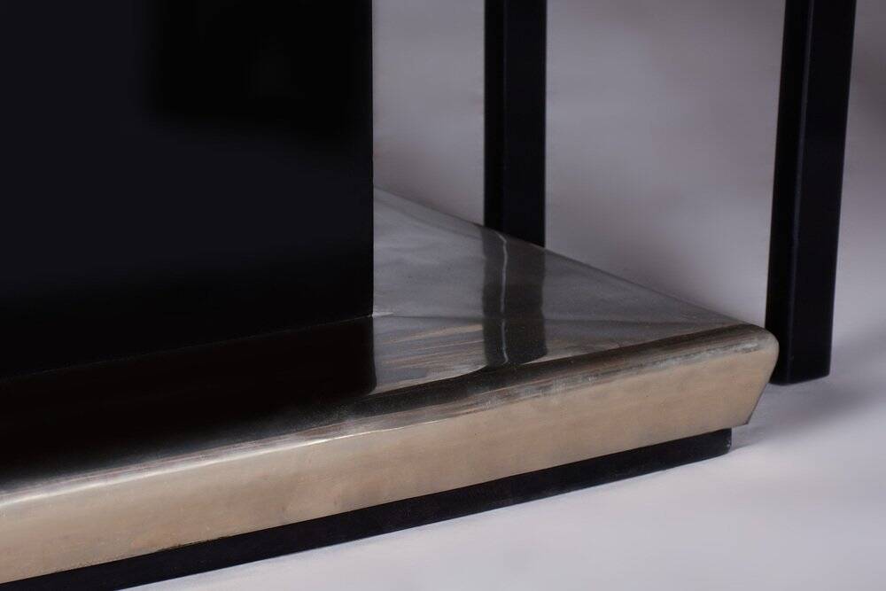 Large Art Deco Chrome and Black Glass Extendable Dining Table, 1930s