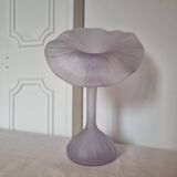 1960s Designer "Jack In The Pulpit" Flower Shaped Blown Glass Vase Lilac Color