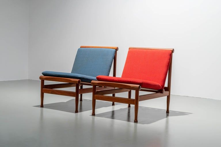 Set of 2 teak lounge chairs by Kai Lyngfeld Larsen Denmark 1960s