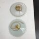 Pair of vintage white opaline pendant lamps with serrated edges