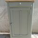 Vintage Parisian cupboard with 1 door, 1 drawer, reimagined in grey-green.