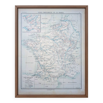 Carte des voies navigables de France, originale imprimée en 1896.