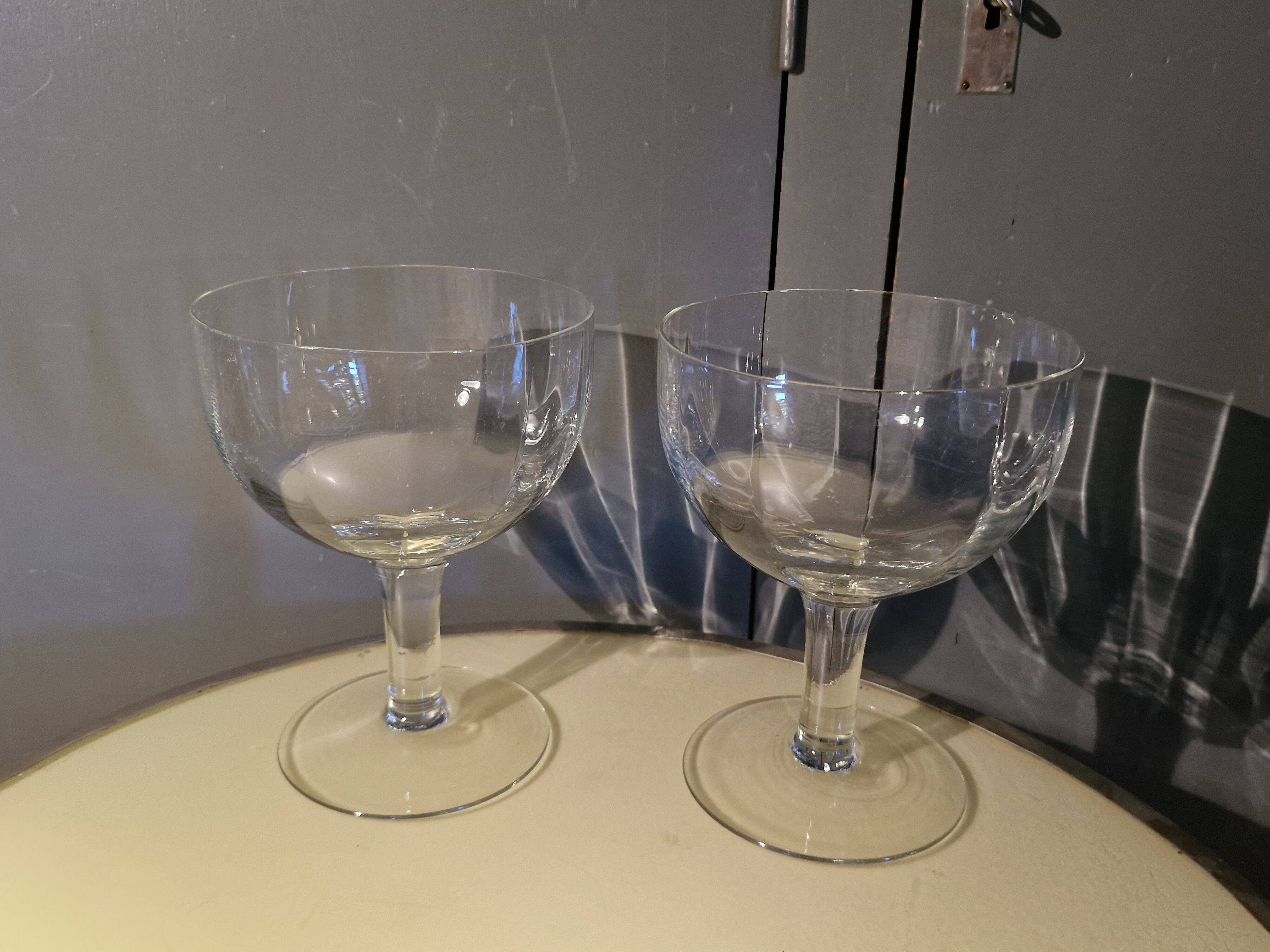 2 large ice cream bowls, dessert or otherwise, in crystal from the 1920s.