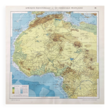 Antique map of French equatorial and western Africa in 1950 43x43cm
