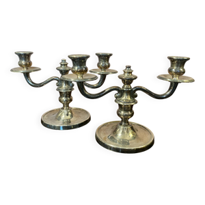 Paire bougeoirs bronze