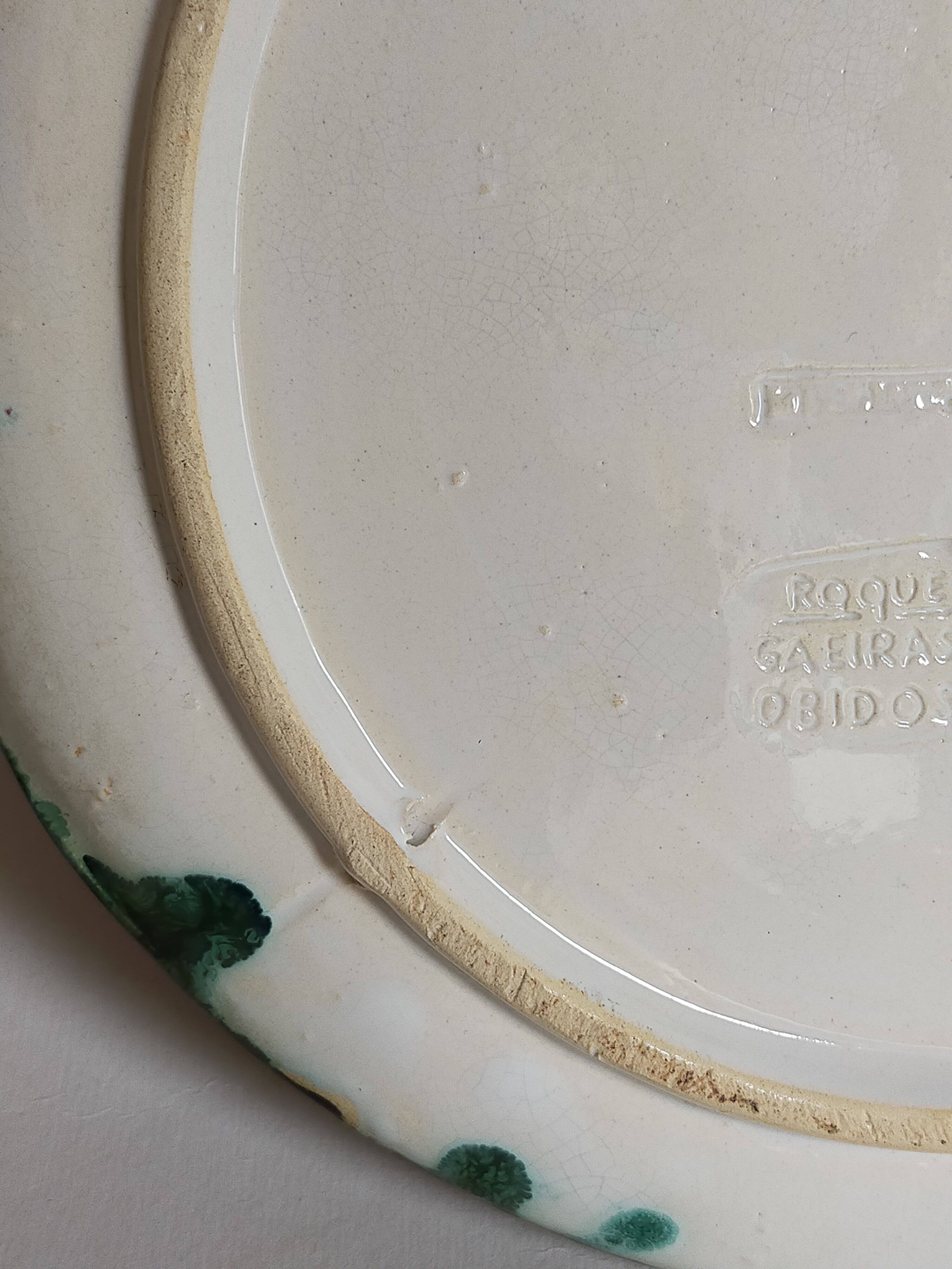 Plate in old barbotine with lobster