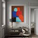 Peinture figurative minimaliste " A hug" 100x81cm