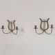 Pair of vintage brass candle sconces, France, 1940.