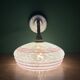 Vintage angled wall lamp with white clichy glass shade and red edging