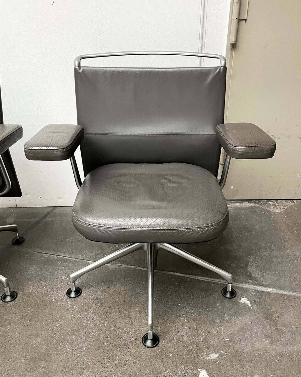 Postmodern swivel chairs model AC2 in leather by Antonio Cittero for Vitra, 1990s, set of 4.