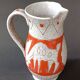 Vase pichet en sgraffito Fratelli Fanciullacci Italie décor cerfs vintage