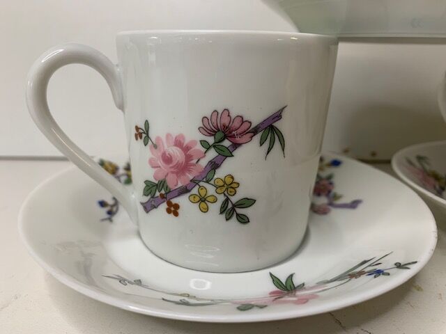 Set of 5 espresso coffee cups in Limoges Haviland porcelain