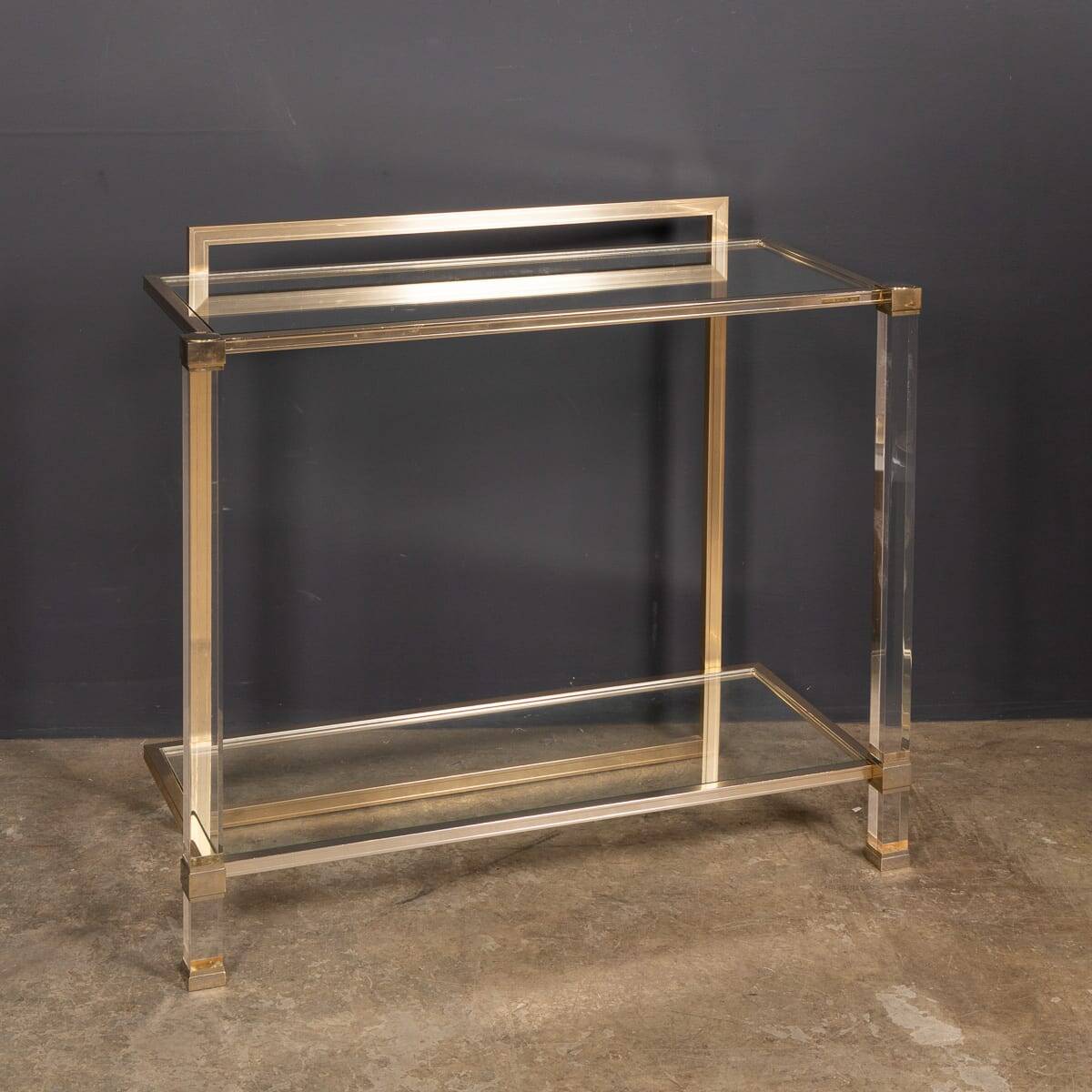 20thC French Brass & Lucite Console Table By Pierre Vandel c.1970