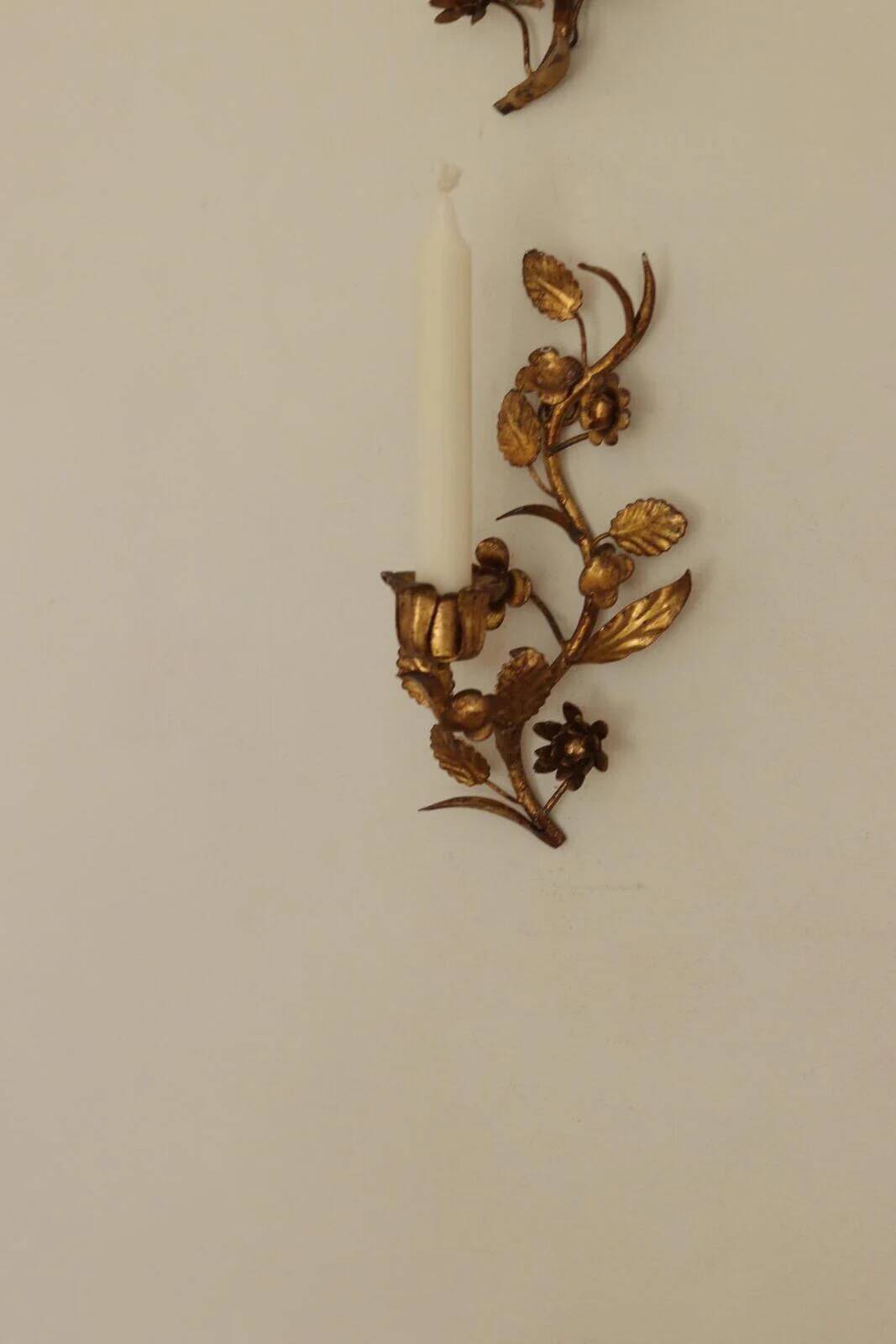 Pair of Mid-Century Italian Gilded Metal Sconces