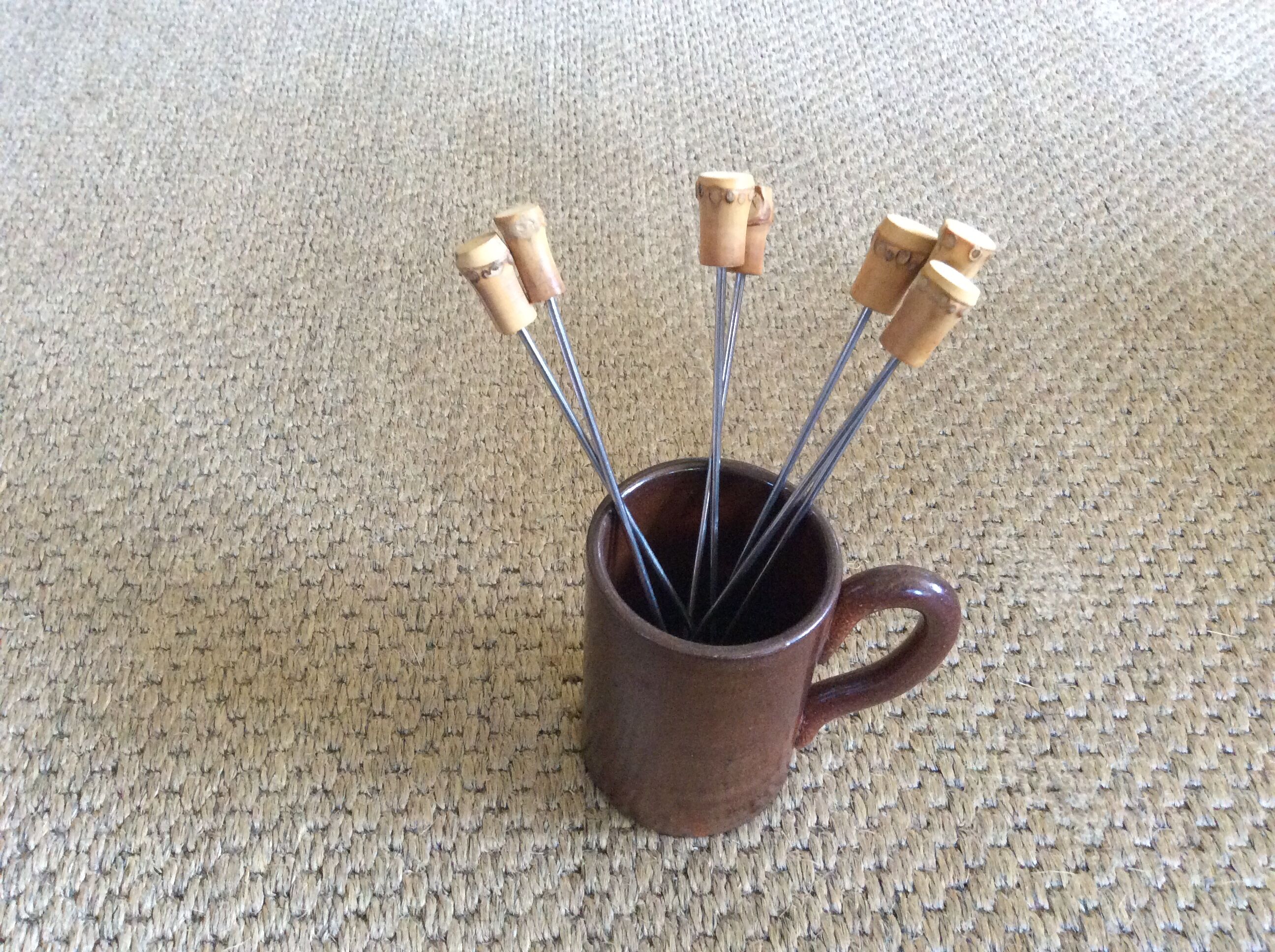 Series of 7 bamboo spoons