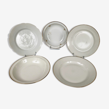 Lot de cinq plats porcelaine de Limoges