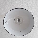 Industrial hanging lamp in black and white enamelled sheet 1950