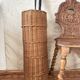 Woven wicker basket, vintage rod holder