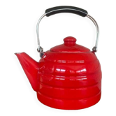 Old red enameled kettle