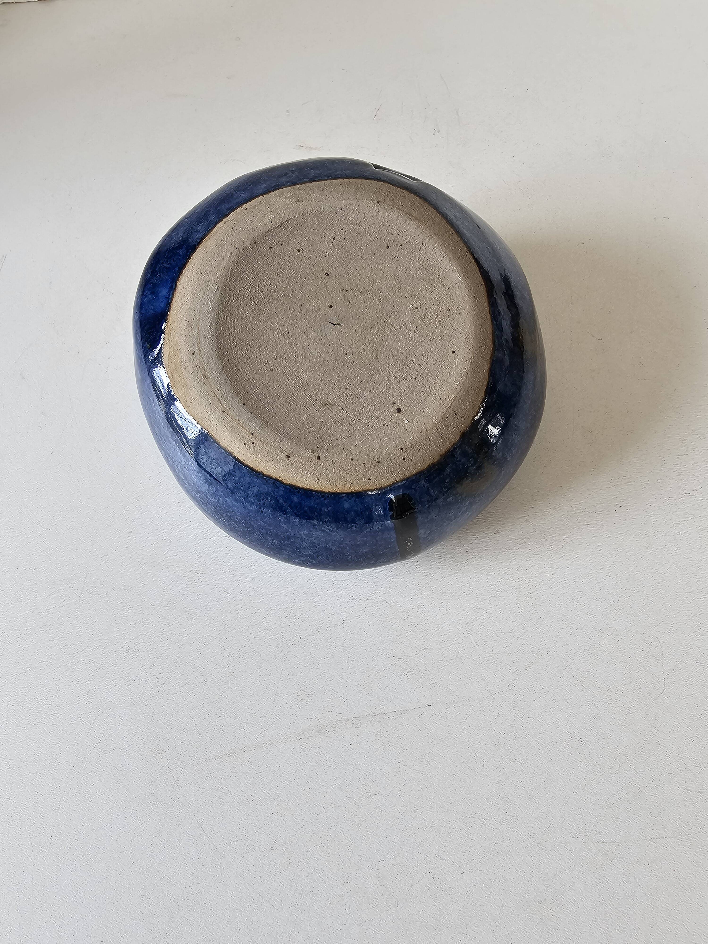 Vase for sticking flowers in ceramic free form Signed Jean Cacheleux Puisaye