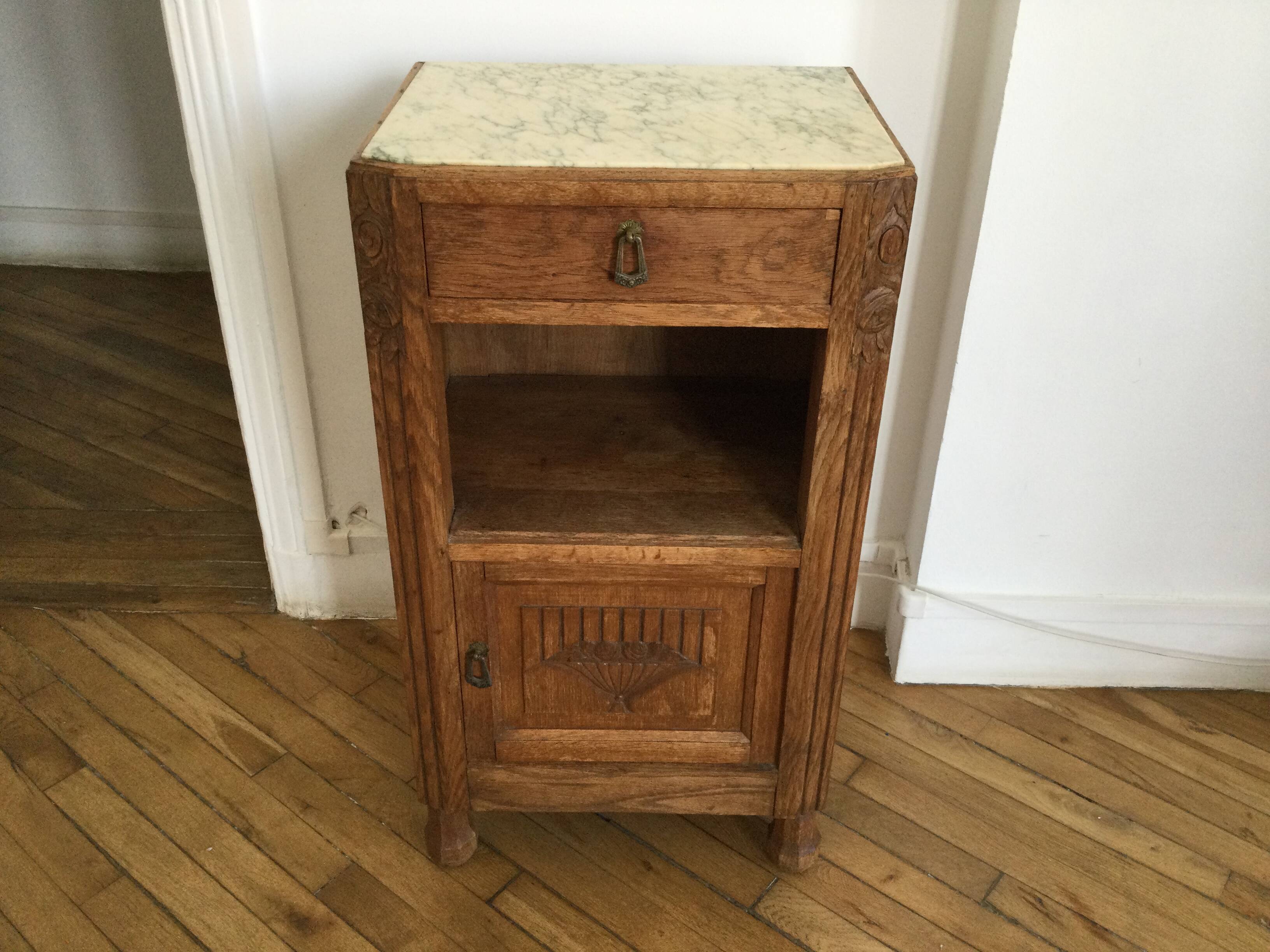 VINTAGE OAK WOODEN BEDSIDE TABLE