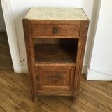 VINTAGE OAK WOODEN BEDSIDE TABLE