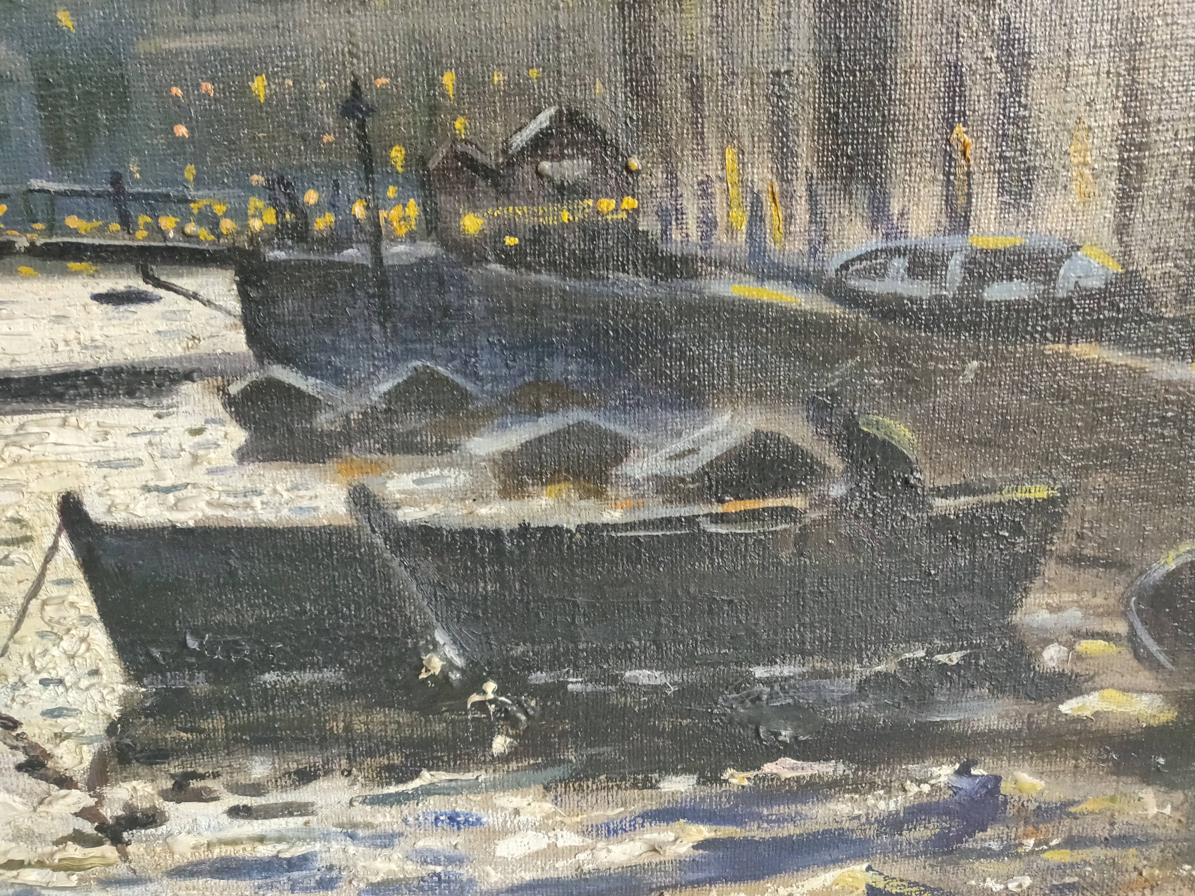 Painting venice by night oil on canvas j peters xixth century