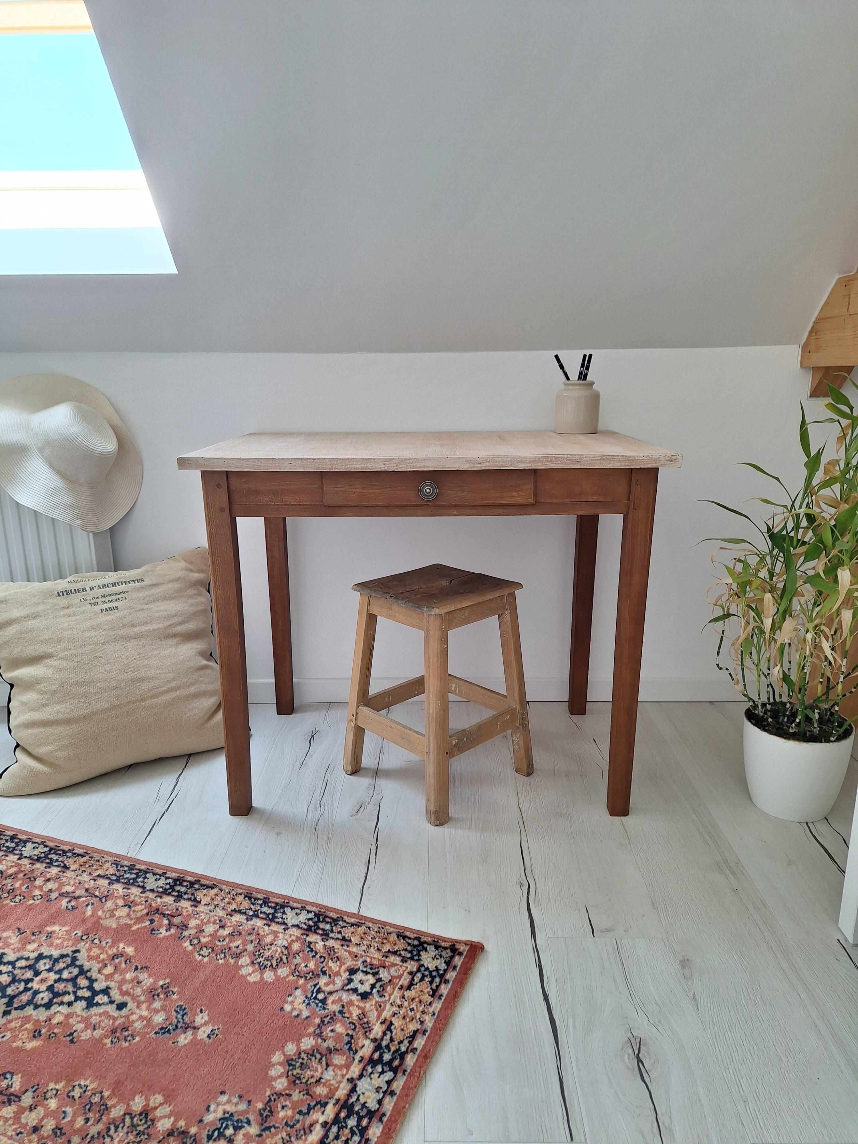 Bureau / Table d'appoint en bois de ferme style campagne