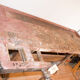 Old solid industrial wooden workbench 2 meters wide