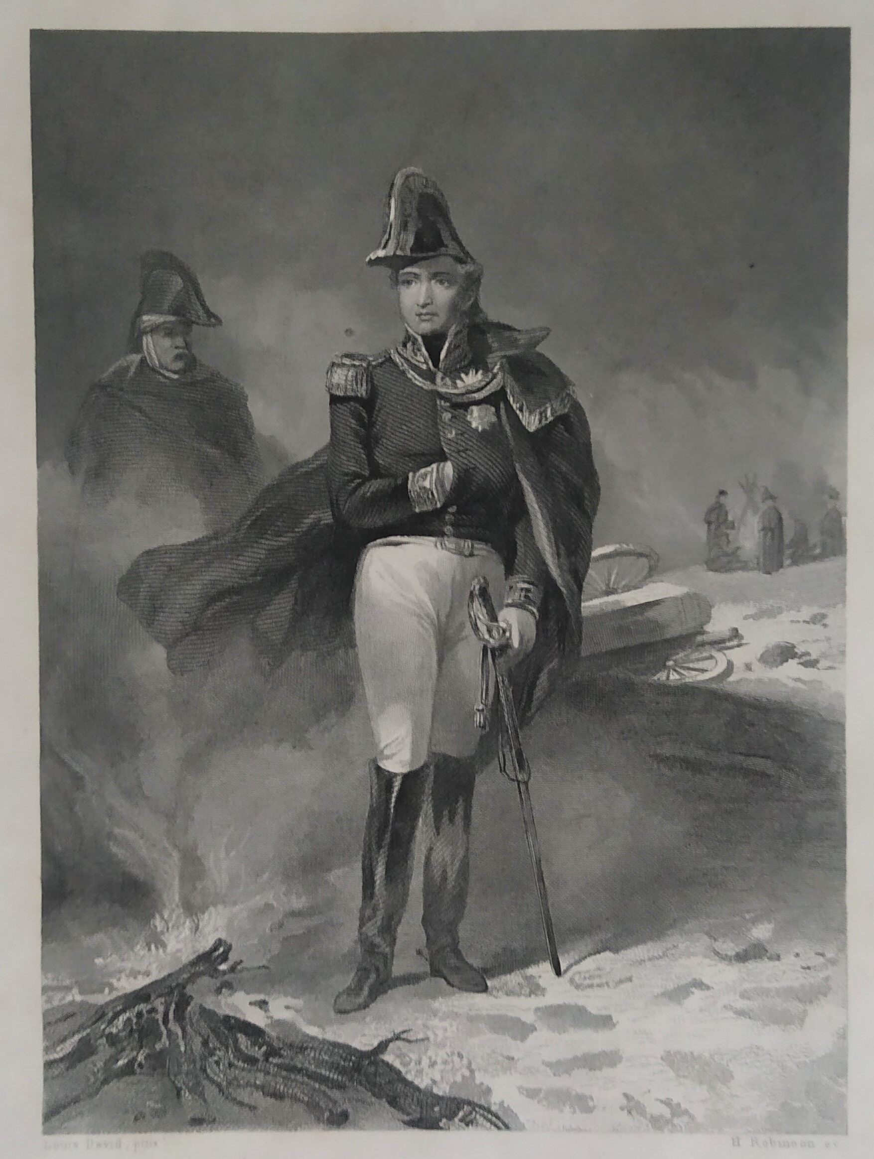 Engraving XIXth "Jules DAVOUST 'Naval Officer'