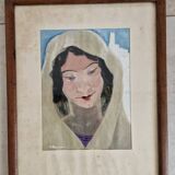 Paul Louis Beaumont (1863-1936) - Gouache sur papier - "Portrait de femme à Touggourt, Algérie"