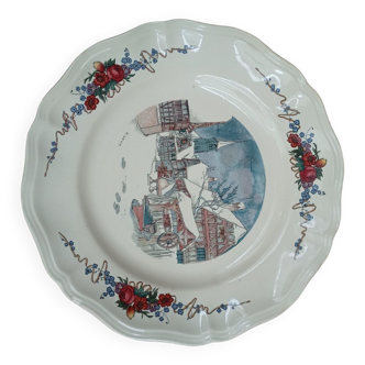 Grande assiette Sarreguemines France Obernai h.loux