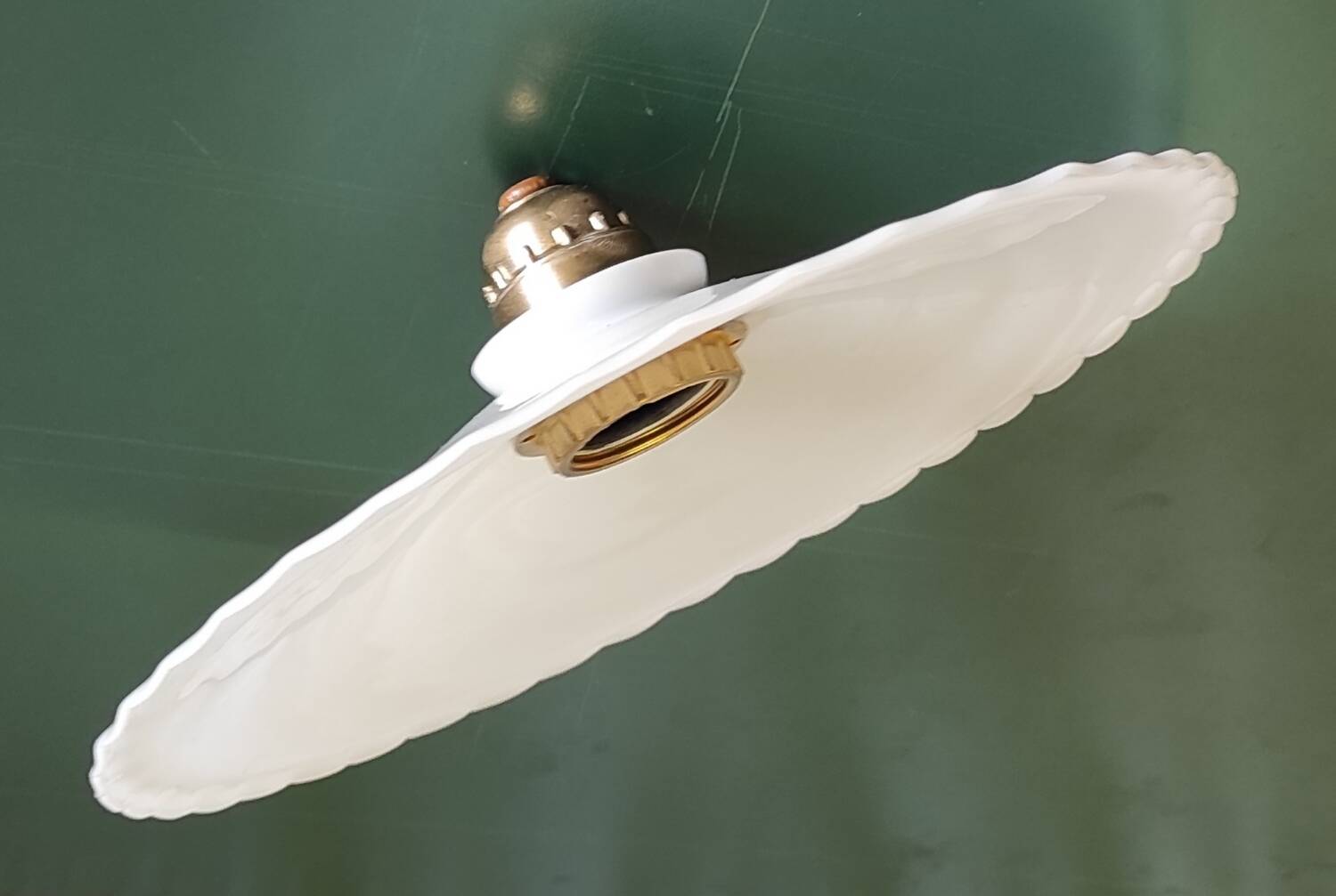 White opaline lampshade with wavy edges - mid. 20th century