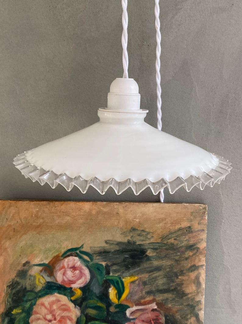 White opaline hanging lamp