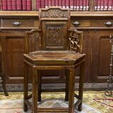 Antique Armchair with Hexagonal Wooden Seat, 1890s
