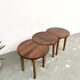 3 tables basses demi-lune, Danemark, années 60